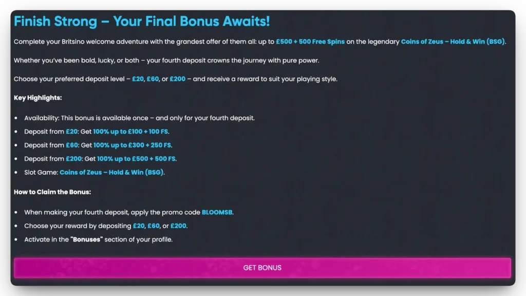 britsino bonus code