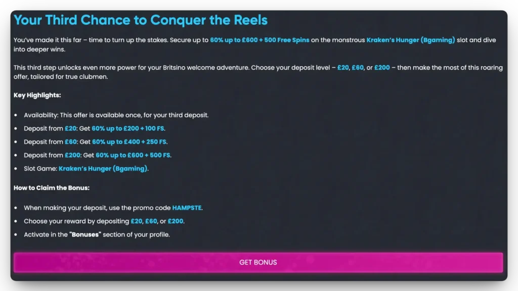 britsino casino promo code